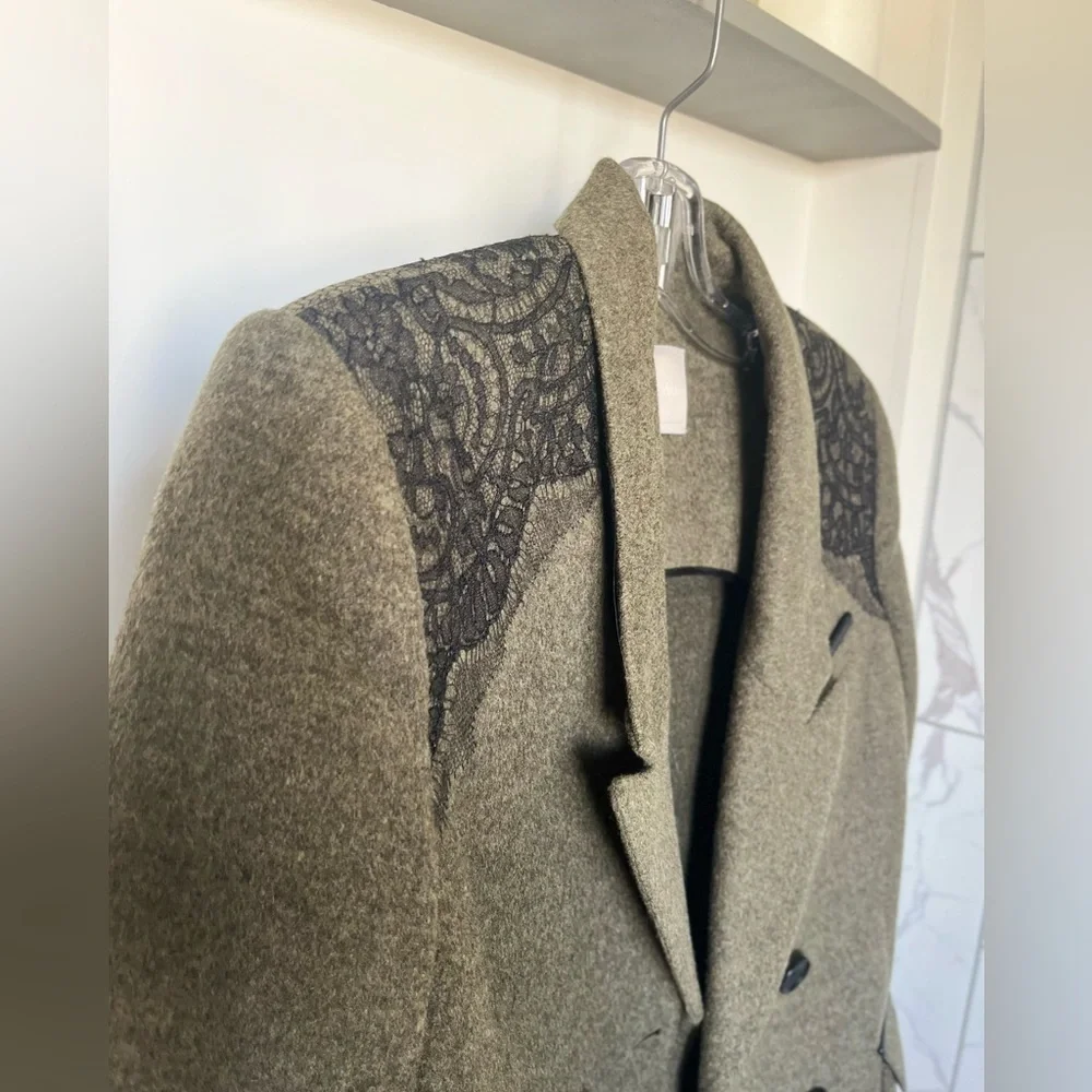 Jason Wu Pea Coat leather and lace detail - Picture 13 of 15